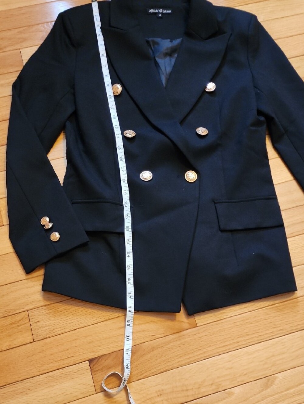 Double-Breasted Black Blazer with Gold Buttons - Picture 2 of 6